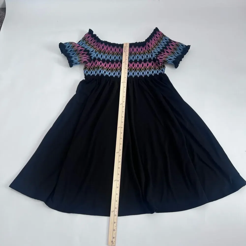 TORRID BLACK EMBROIDERED JESERY OFF SHOULDER SKATER DRESS BLACK SIZE 2 - Picture 10 of 12